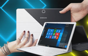Una tablet con pantalla multitáctil Super AMOLED para Windows